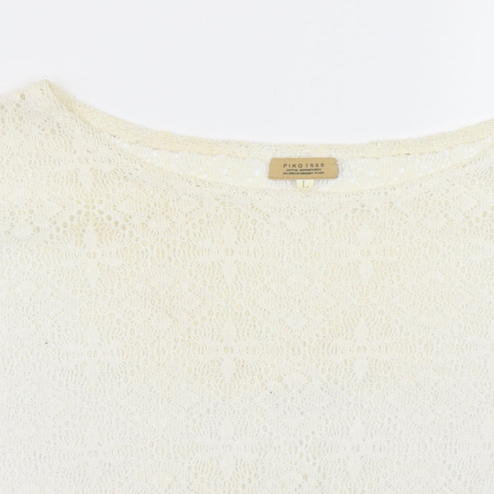 PIKO 1988 Womens Ivory  Lace Cropped T-Shirt Size L