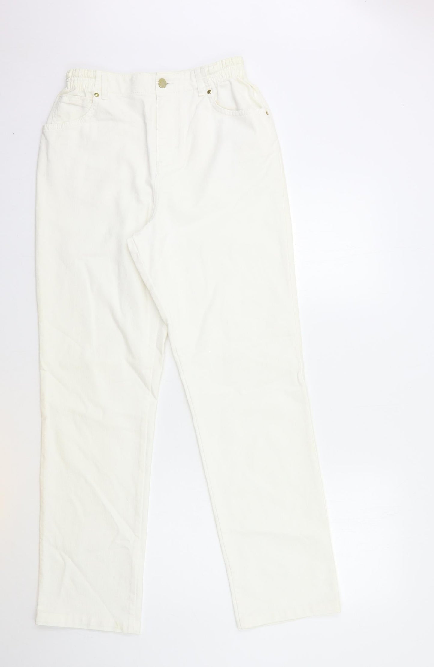Impressions Womens White  Denim Straight Jeans Size 12 L32 in