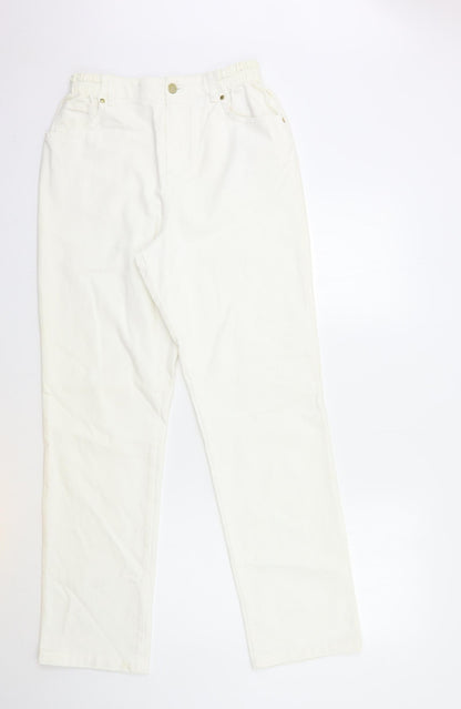 Impressions Womens White  Denim Straight Jeans Size 12 L32 in