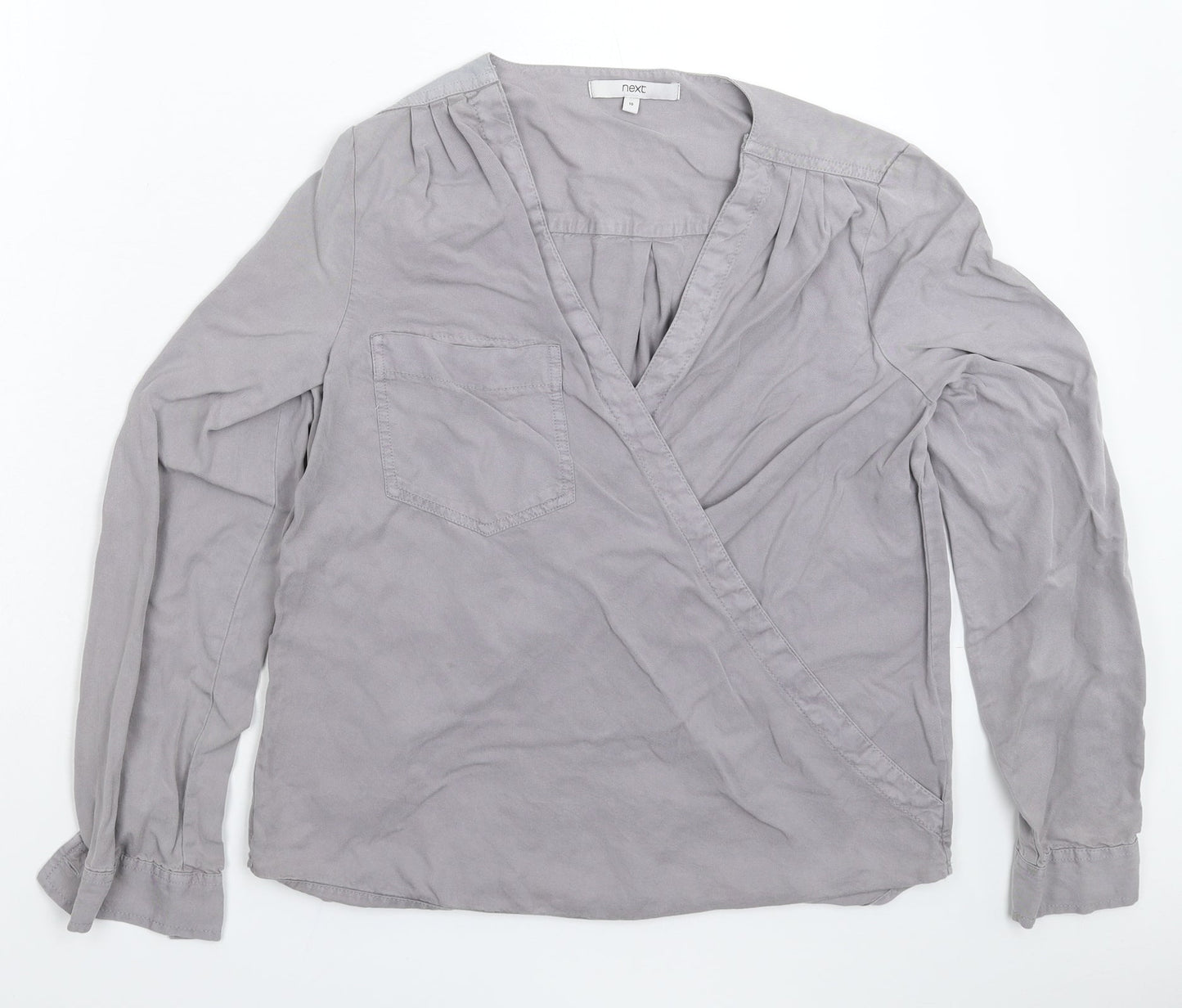 Womens UK Size 10 NEXT Grey Basic Blouse