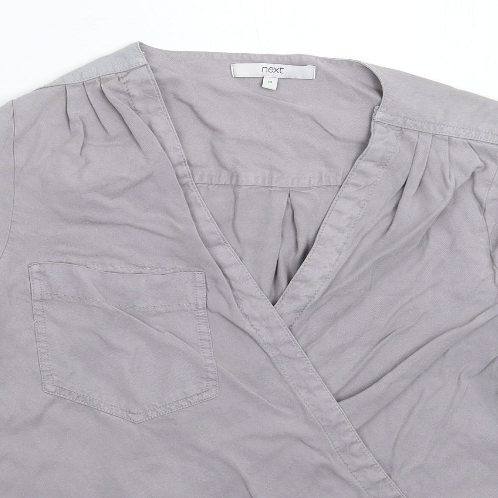 Womens UK Size 10 NEXT Grey Basic Blouse