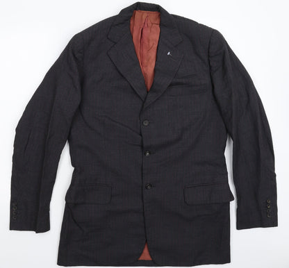 Thornton Mens Grey Striped  Jacket Suit Jacket Size 42