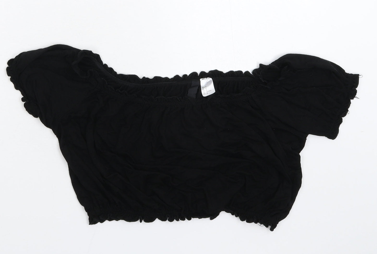 Womens UK Size M Divided Black Cropped T-Shirt