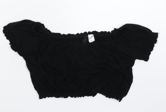 Womens UK Size M Divided Black Cropped T-Shirt