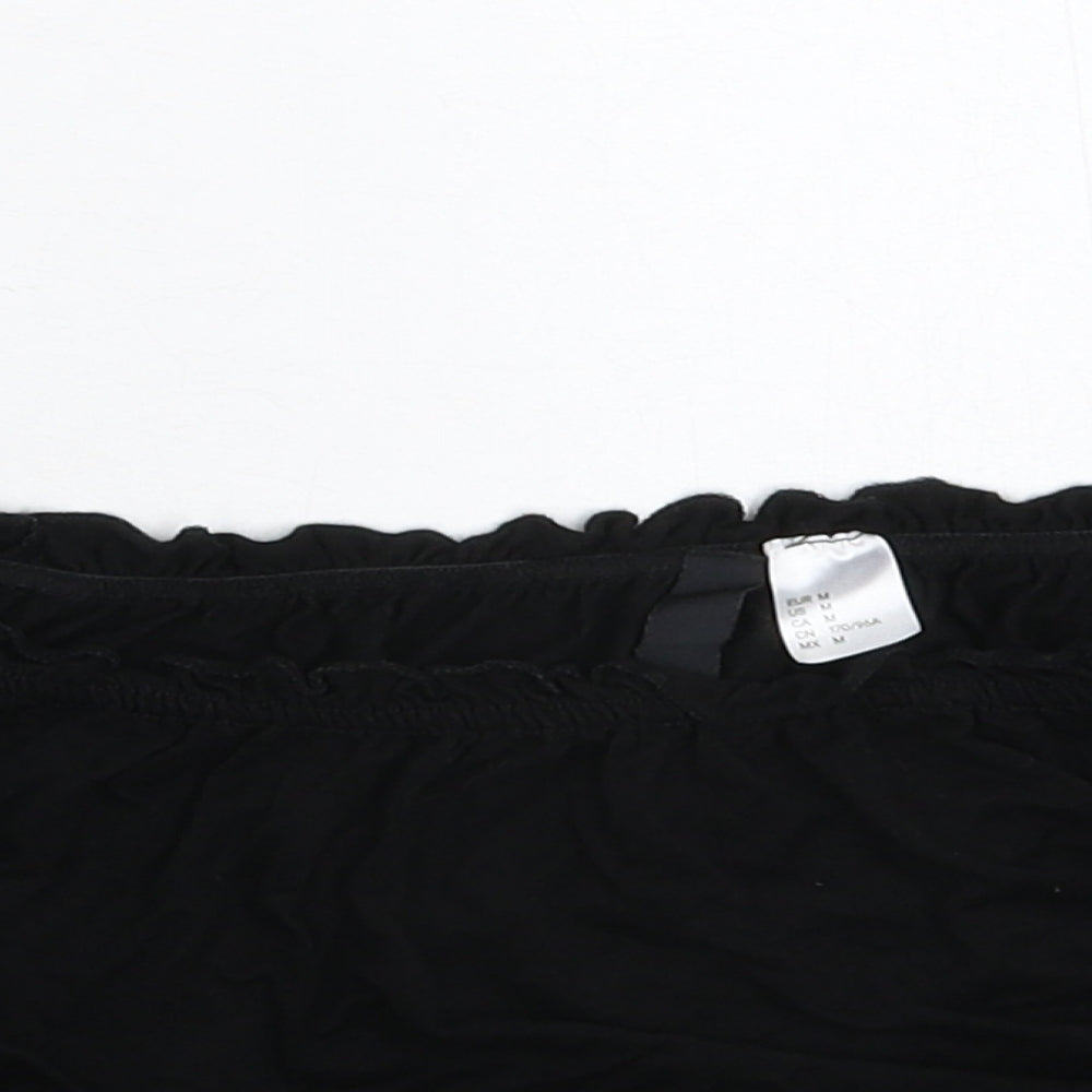 Womens UK Size M Divided Black Cropped T-Shirt