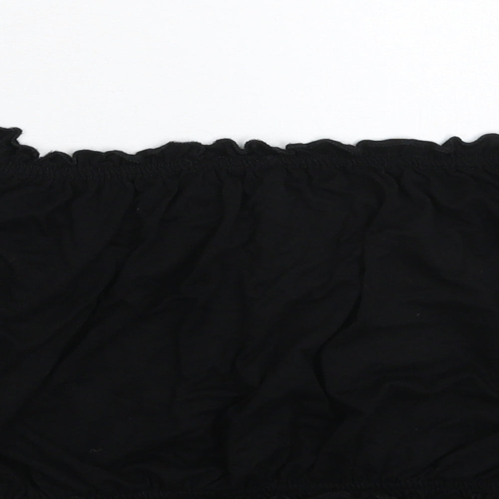 Womens UK Size M Divided Black Cropped T-Shirt