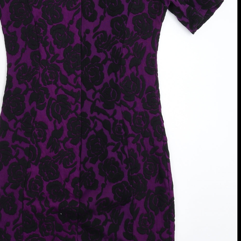 K&D London Womens Purple Floral  Bodycon  Size 10