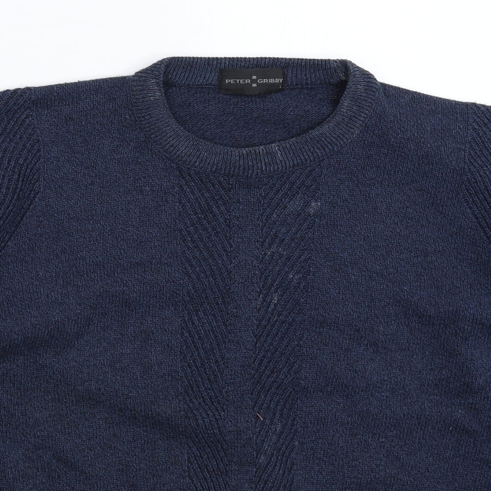 Peter Gribby Mens Blue  Knit Pullover Jumper Size L