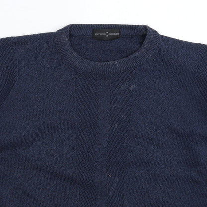 Peter Gribby Mens Blue  Knit Pullover Jumper Size L