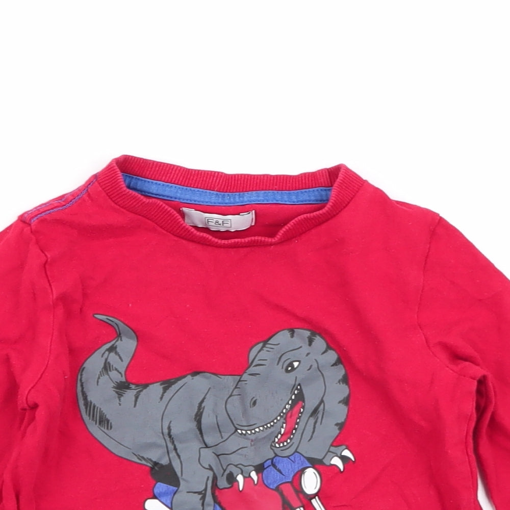 F&F Boys Red Solid  Babydoll Pyjama Top Size 18-24 Months