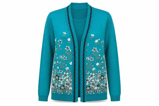Front view of Pure & natural women’s green floral jumper, size S