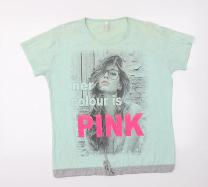 Womens UK Size 10 Preworn Green Basic T-Shirt