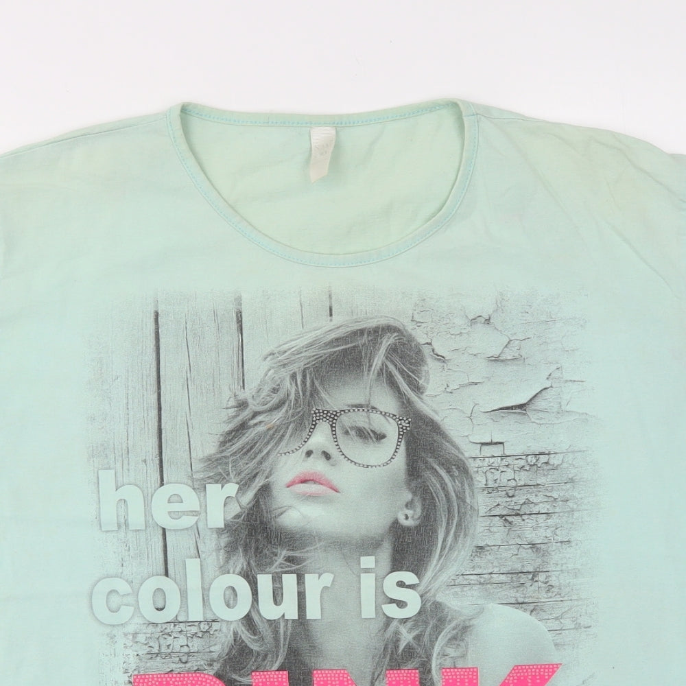 Womens UK Size 10 Preworn Green Basic T-Shirt