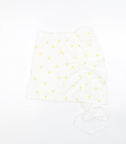Shien Womens White Floral  Wrap Skirt Size S