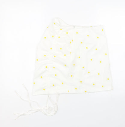 Shien Womens White Floral  Wrap Skirt Size S