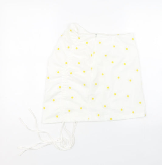 Shien Womens White Floral  Wrap Skirt Size S