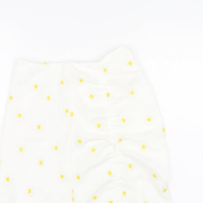 Shien Womens White Floral  Wrap Skirt Size S