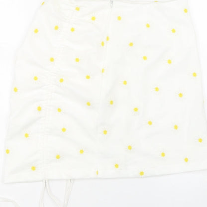 Shien Womens White Floral  Wrap Skirt Size S