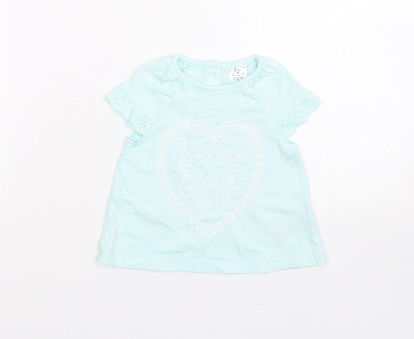 F&F Girls Blue   Basic T-Shirt Size 3-6 Months