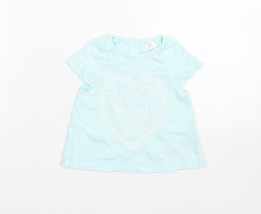 F&F Girls Blue   Basic T-Shirt Size 3-6 Months