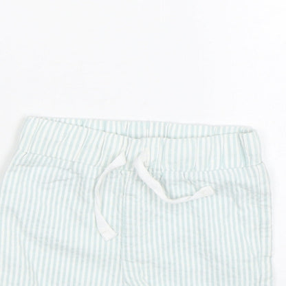 M&S  Baby Blue Striped  Cropped Trousers Size 0-3 Months