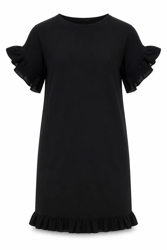 Front view of I SAW IT FIRST women’s black t-shirt dress, size UK 8