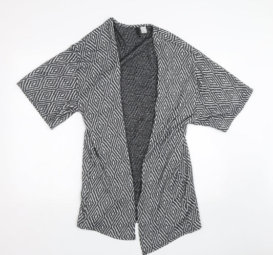 H&M Womens Black Argyle/Diamond  Cardigan Jumper Size S