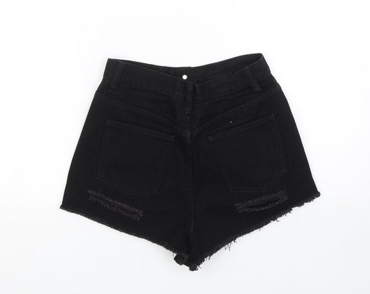 Missguided Womens Black  Denim Mom Shorts Size 8