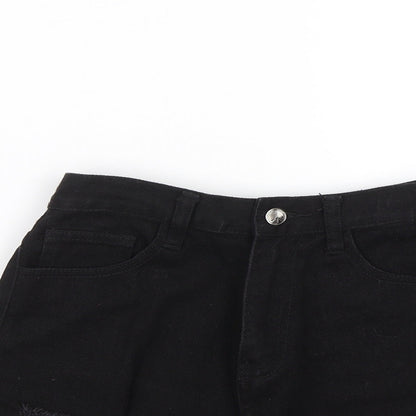 Missguided Womens Black  Denim Mom Shorts Size 8