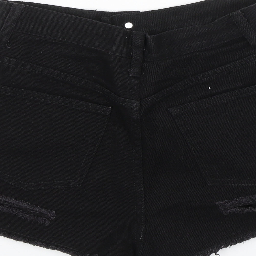 Missguided Womens Black  Denim Mom Shorts Size 8