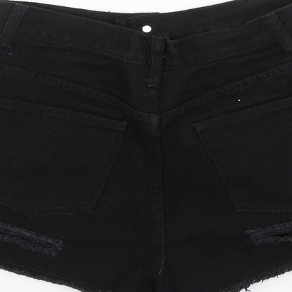 Missguided Womens Black  Denim Mom Shorts Size 8