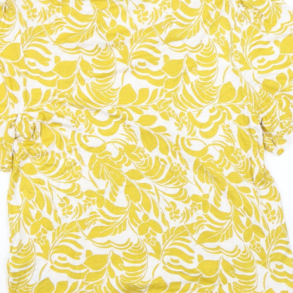 M&S Womens Yellow Floral  Basic T-Shirt Size 8