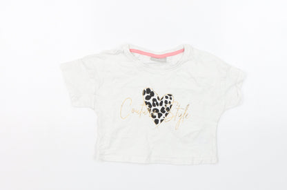 Matalan Girls White   Basic T-Shirt Size 7 Years