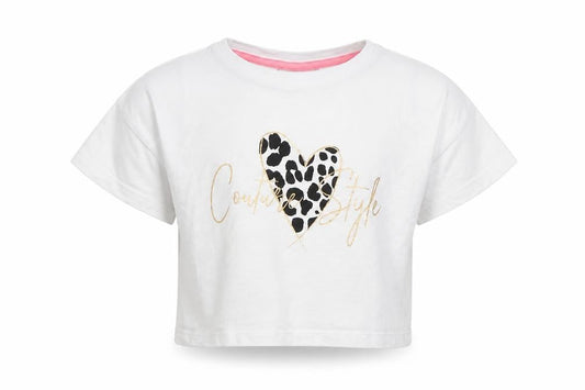 Front view of Matalan girls’ white basic t-shirt, size 7, years