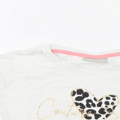 Matalan Girls White   Basic T-Shirt Size 7 Years