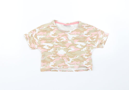 Matalan Girls Multicoloured Camouflage  Cropped T-Shirt Size 7 Years