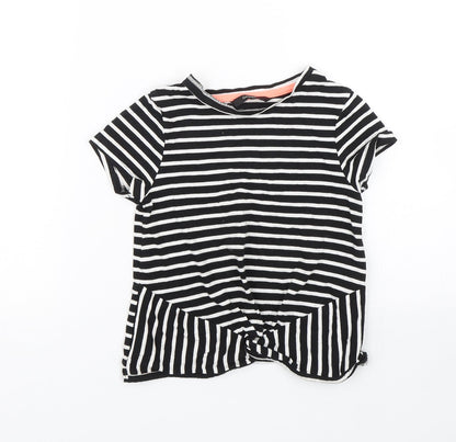 George Girls Black Striped  Basic T-Shirt Size 6-7 Years