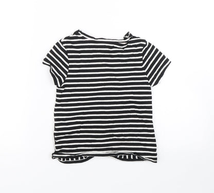 George Girls Black Striped  Basic T-Shirt Size 6-7 Years