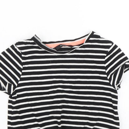 George Girls Black Striped  Basic T-Shirt Size 6-7 Years