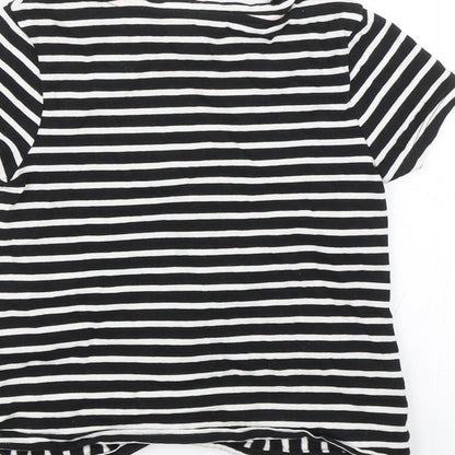 George Girls Black Striped  Basic T-Shirt Size 6-7 Years