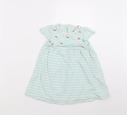 TU Girls Green Striped  T-Shirt Dress  Size 18-24 Months
