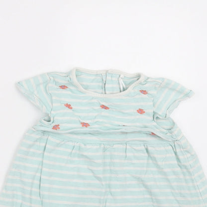 TU Girls Green Striped  T-Shirt Dress  Size 18-24 Months