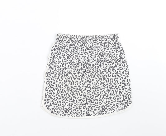George Girls White Animal Print  Straight & Pencil Skirt Size 8-9 Years