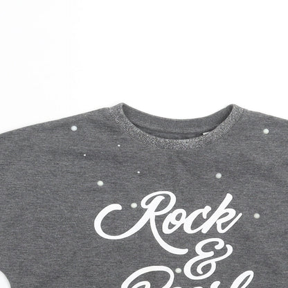 outfit kids Girls Grey   Basic T-Shirt Size 5 Years  - rock & pearl