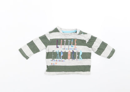 TU Baby Green Striped  Basic T-Shirt Size 0-3 Months  - Little Explorer