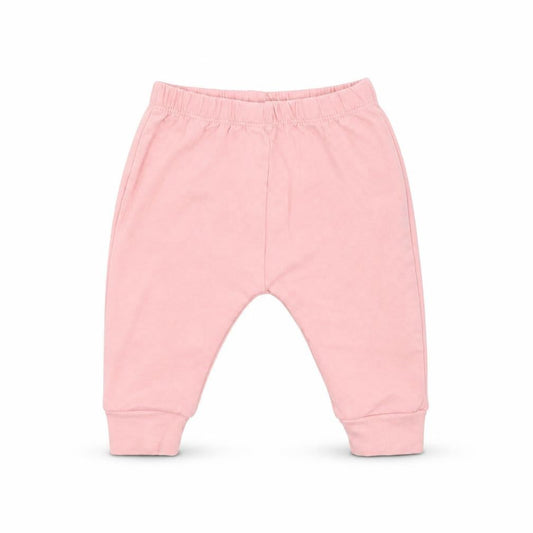 Front view of Preworn girls’ pink jogger trousers, size 3-6, months