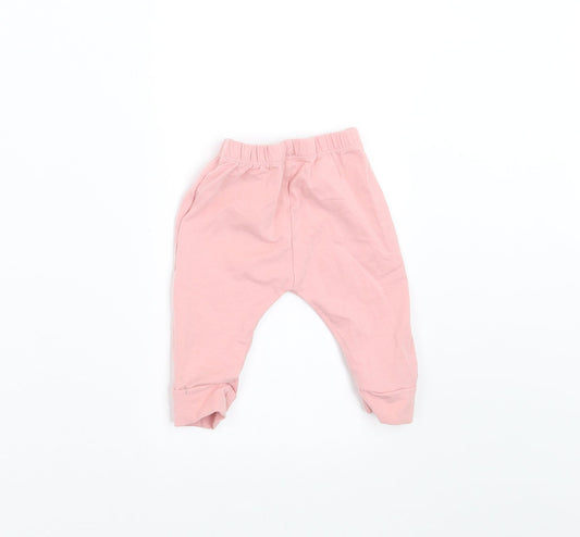Preworn Girls Pink   Jogger Trousers Size 3-6 Months