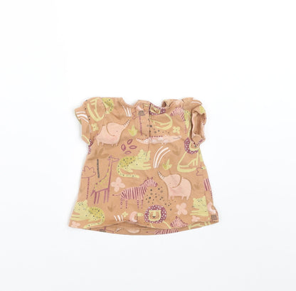 TU Girls Brown   Basic T-Shirt Size 3-6 Months  - animals