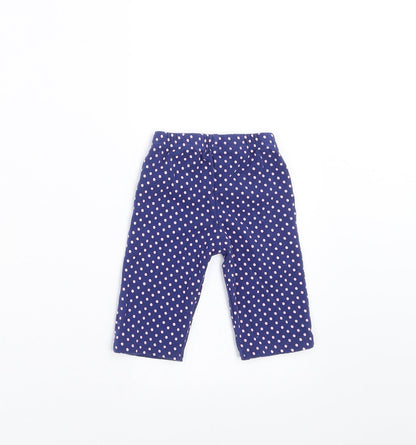 Preworn Girls Blue Polka Dot   Leggings Size 3-6 Months