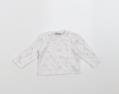 Watch Me Grow Girls White   Basic T-Shirt Size 3-6 Months  - rabbits